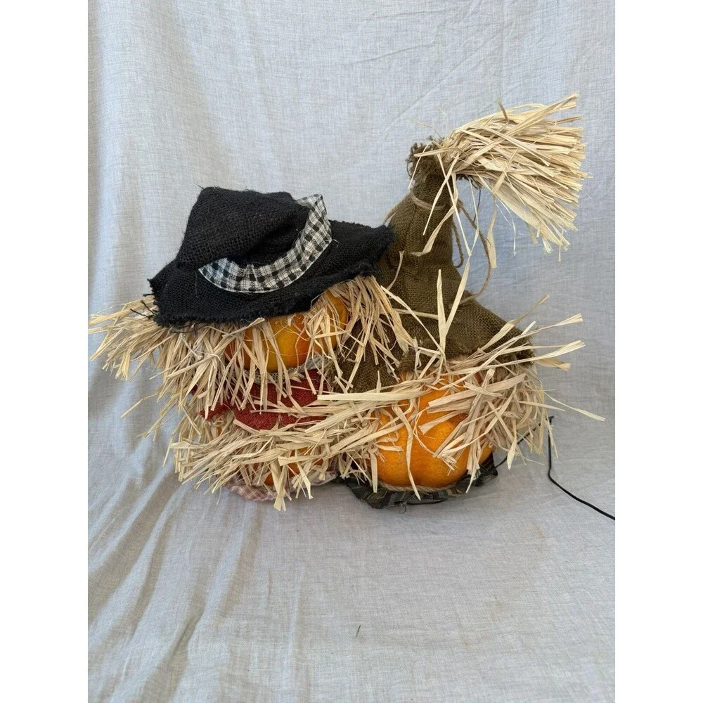 Gemmy Halloween Fiber Optic Light Jack O Lantern Trio Pumpkin 2003 Tested Works